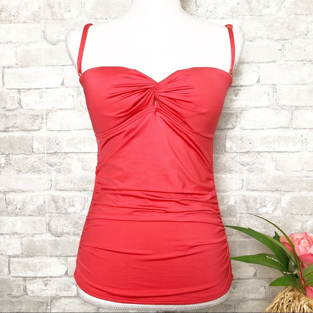 CALVIN KLEIN | Red Tankini Twist Bandeau Swimsuit Top Medium